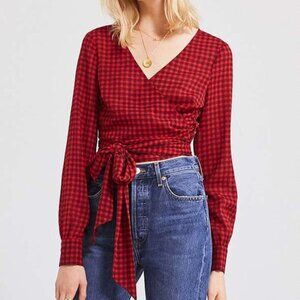 Urban Outfitters Gingham Wrap Top Size Medium